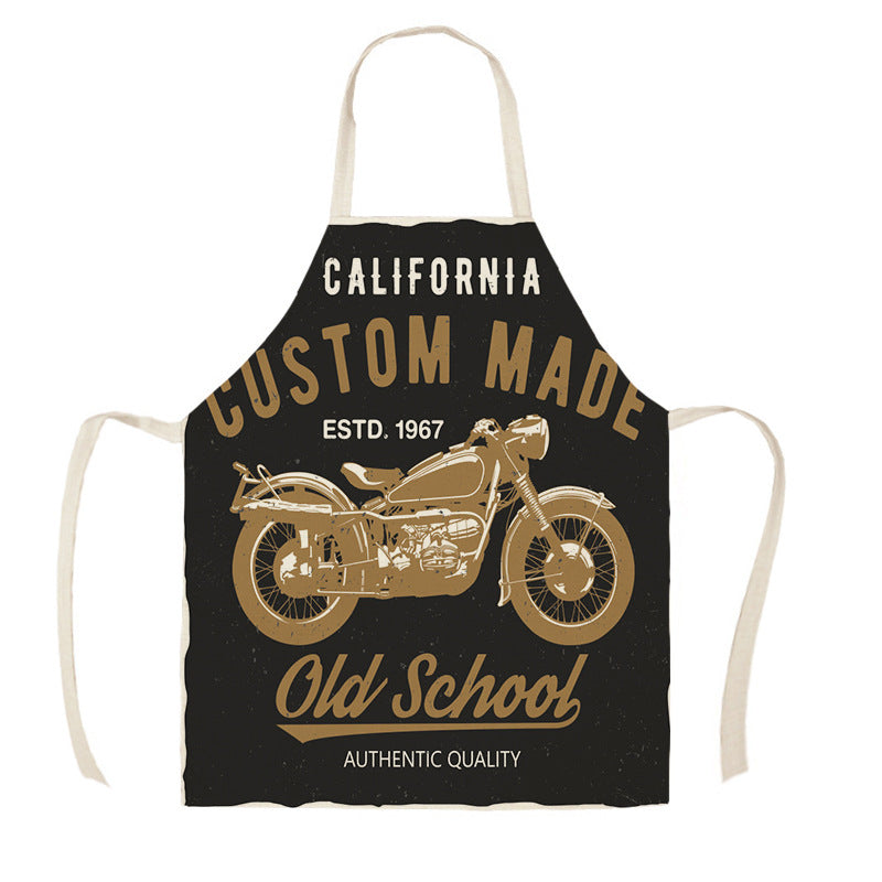 Creative Motorcycle Poster Art Letter Linen Kitchen Apron PearlNestDecor.com