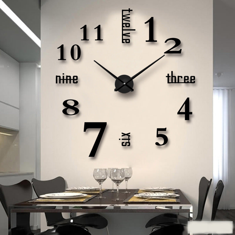 Creative acrylic mirror wall clock DIY stereo hanging PearlNestDecor.com