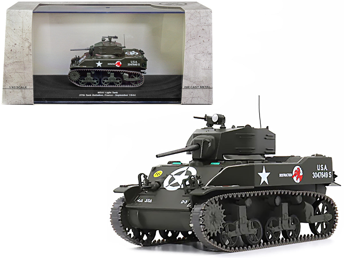 M5A1 Light Tank #16 "Destruction" "U.S.A. 37th Tank Battalion France September 1944" 1/43 Diecast Model by AFVs of WWII LuxuryLifeWay Online Store