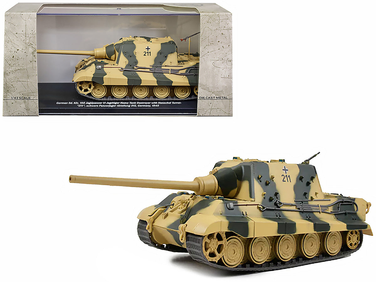 German Sd. Kfz. 186 Jagdpanzer VI Jagdtiger Heavy Tank Destroyer #211 with Henschel Turret "Schwere Panzerjager Abteilung 512 Germany 1945" 1/43 Diecast Model by AFVs of WWII LuxuryLifeWay Online Store