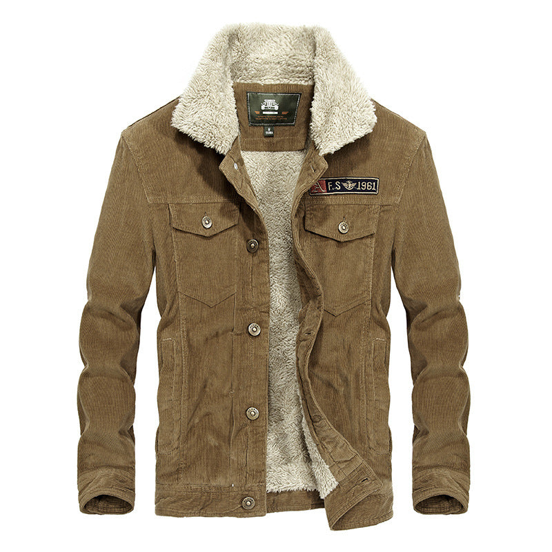 Men's Corduroy Jacket with Fleece Lining (Plus Size) Pi-Mart