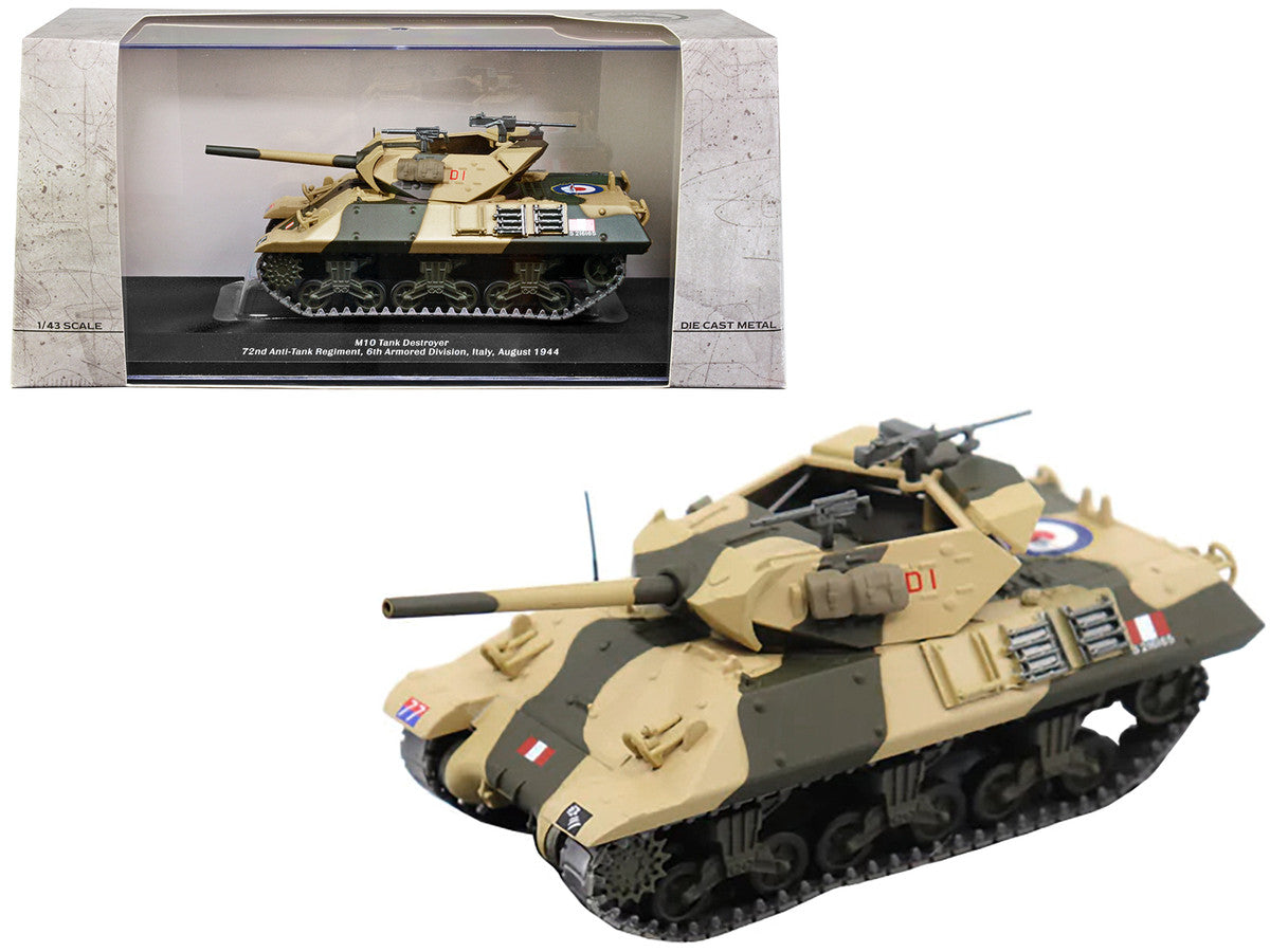 M10 Tank Destroyer D1 #77 "U.S.A. 72nd Anti-Tank Regiment 6th Armored Division Italy August 1944" 1/43 Diecast Model by AFVs of WWII LuxuryLifeWay Online Store