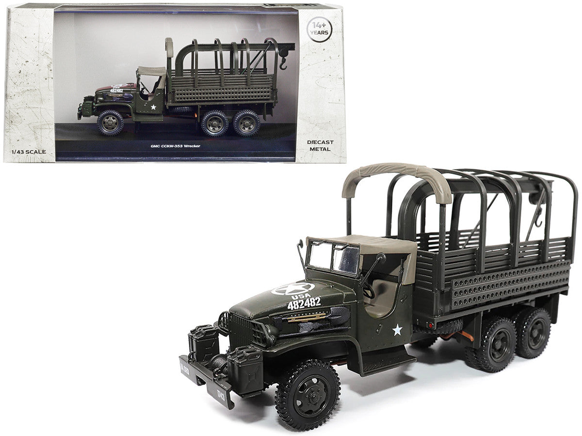 GMC CCKW353 Wrecker Tow Truck Olive Drab "United States Army" 1/43 Diecast Model by Militaria Die Cast LuxuryLifeWay Online Store