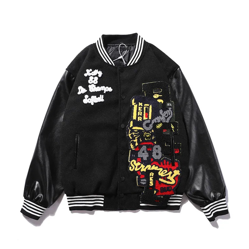Woolen Leather Embroidered Baseball Jacket Best YouTube Store