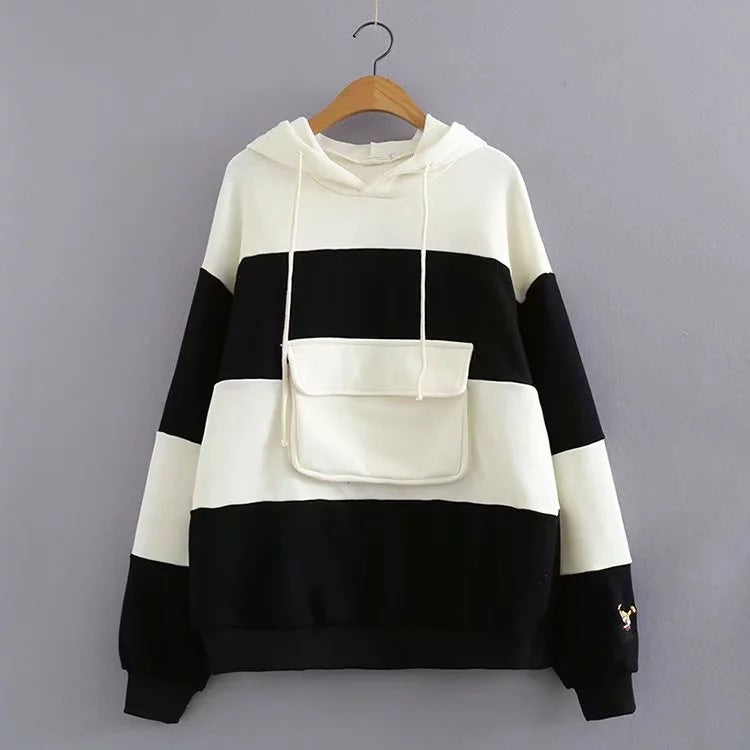 Striped panel hoodie