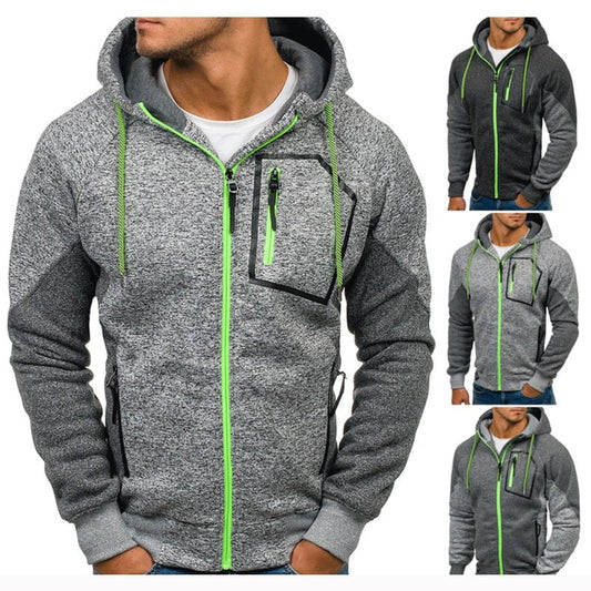 Men's Long Sleeve Hoodie Hoodie Zip Pocket Paneling Jacket