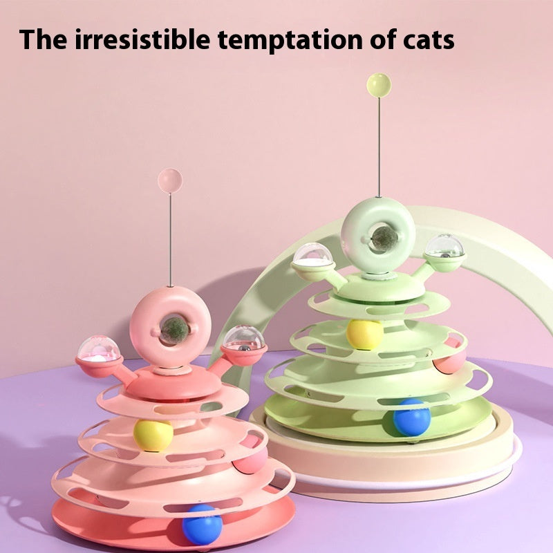 4 Levels Cat Toy Tower Turntable Roller Balls Toys Interactive Intelligence Pets Toys Training Track Puzzle Funny Games Accessories Pet Products Pets Fashion