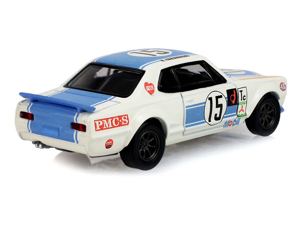 1972 Nissan Skyline 2000 GT-R (KPGC10) RHD (Right Hand Drive) #15 Kunimitsu Takahashi "50th Victory" White with Blue Stripe "Tokyo Torque" Series 10 1/64 Diecast Model Car by Greenlight LuxuryLifeWay Online Store