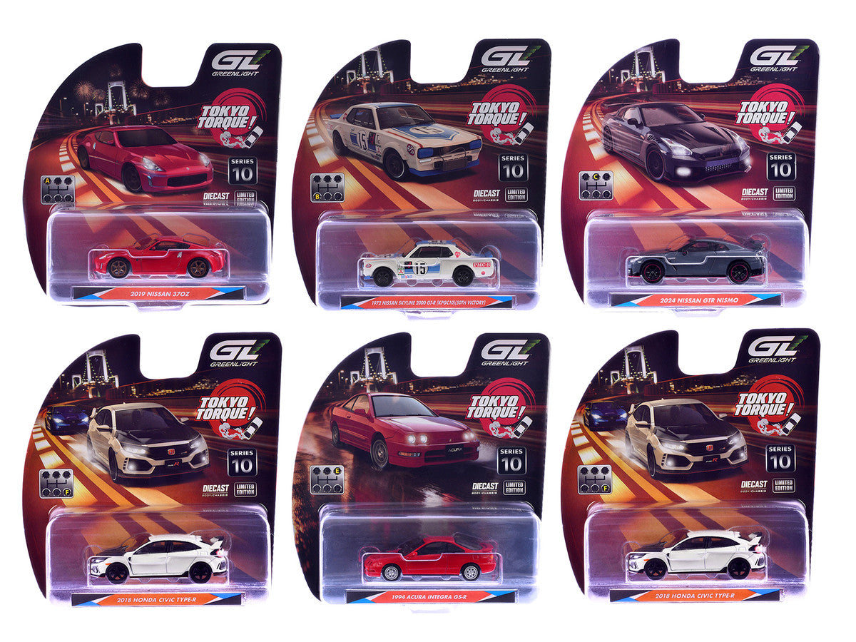 "Tokyo Torque" Series 10 Set of 6 pieces 1/64 Diecast Model Cars by Greenlight LuxuryLifeWay Online Store