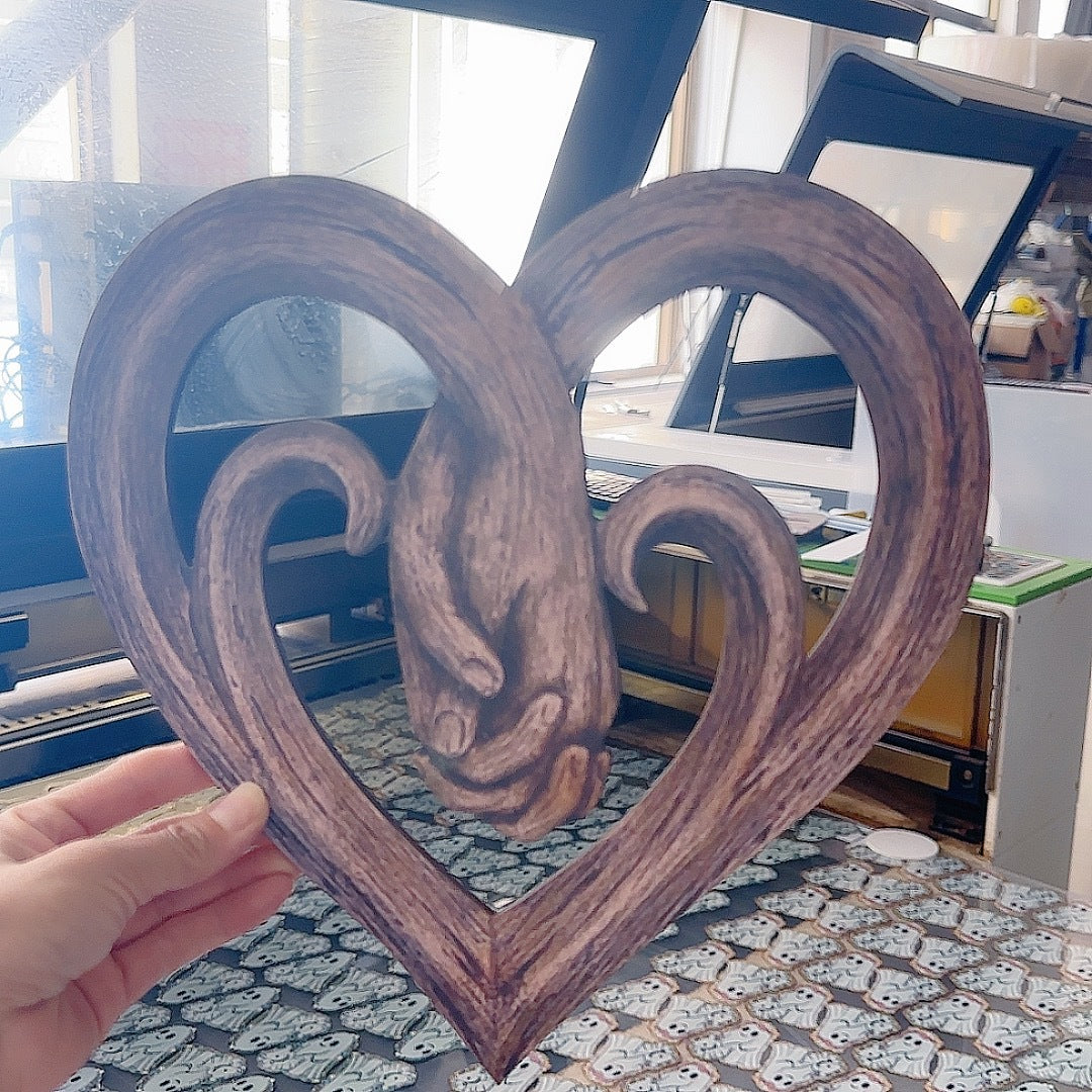 Hand-in-hand Heart Wall Decor Decorative Art Piece  Gift Item  Craft Ornament  Wooden Hanging Decoration PearlNestDecor.com