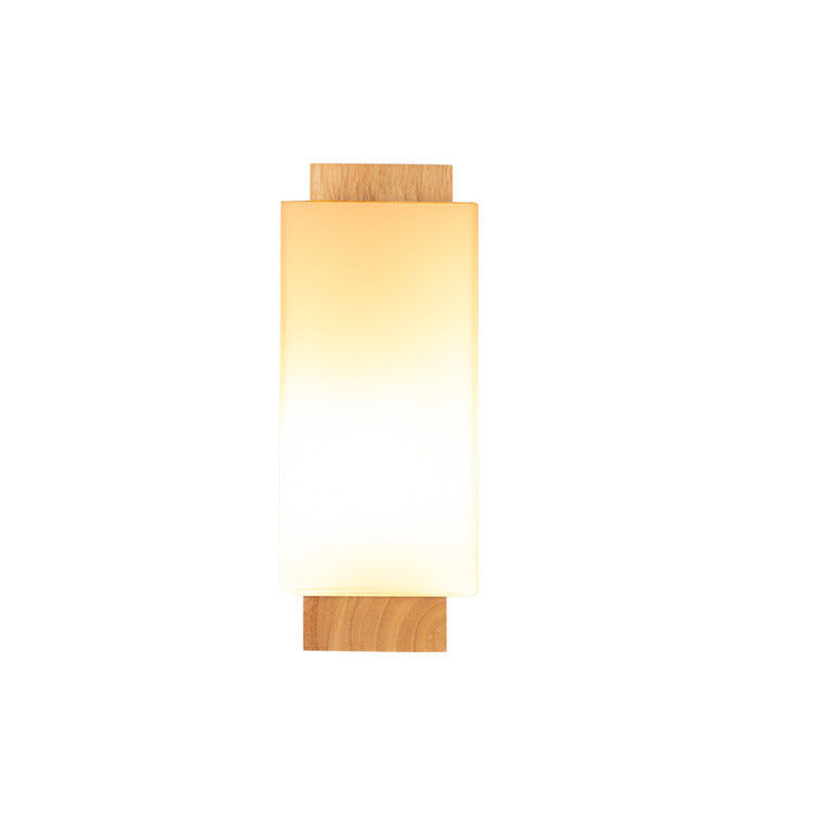 Creative Japanese Bedside Solid Wood Wall Lamp PearlNestDecor.com