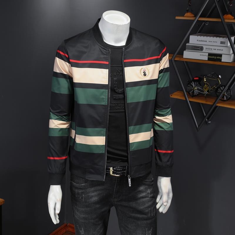 Contrast Striped Jacket Casual Men's Thin Jacket Best YouTube Store