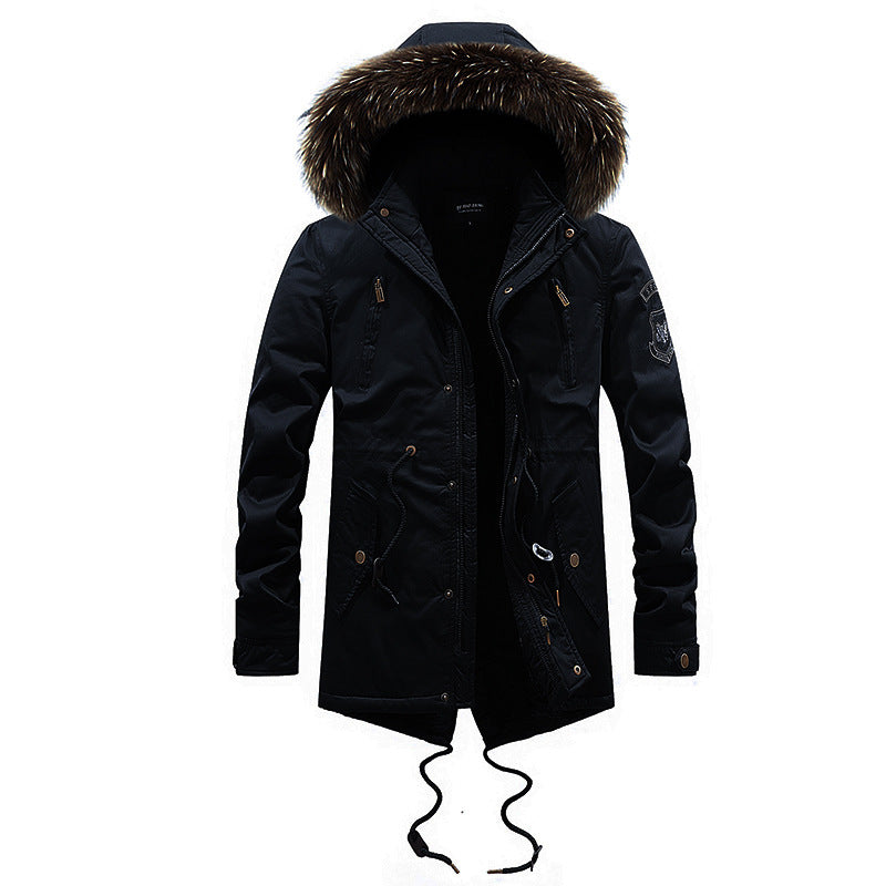 Men's Mid-length Cotton Coat With Big Fur Collar LuxuryLifeWay Online Store