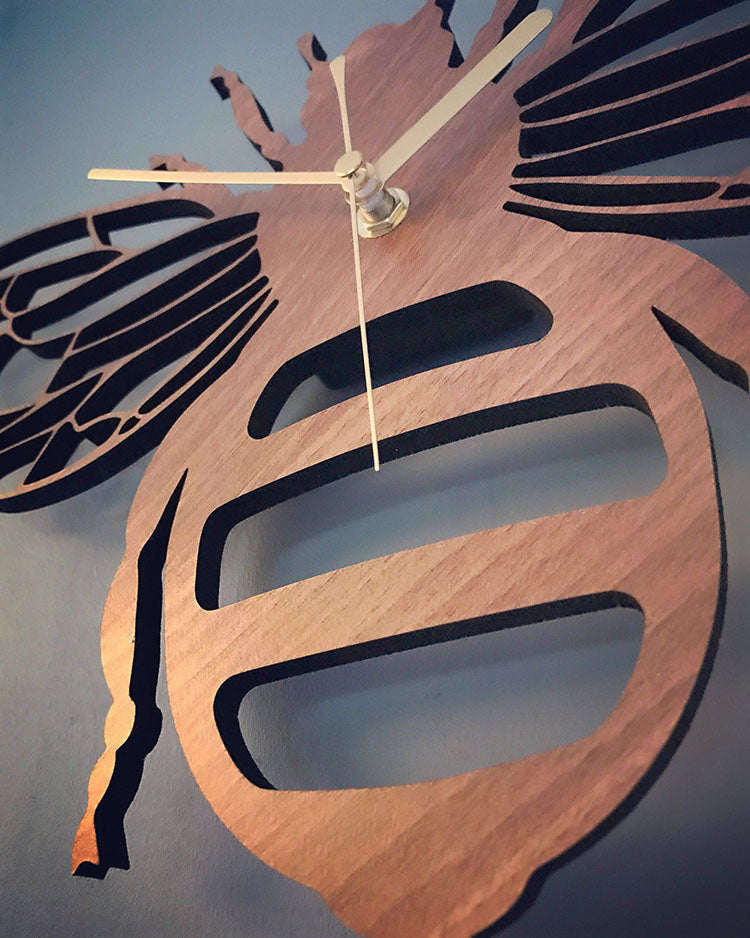 Fashion creative bamboo and wood bee wall clock PearlNestDecor.com