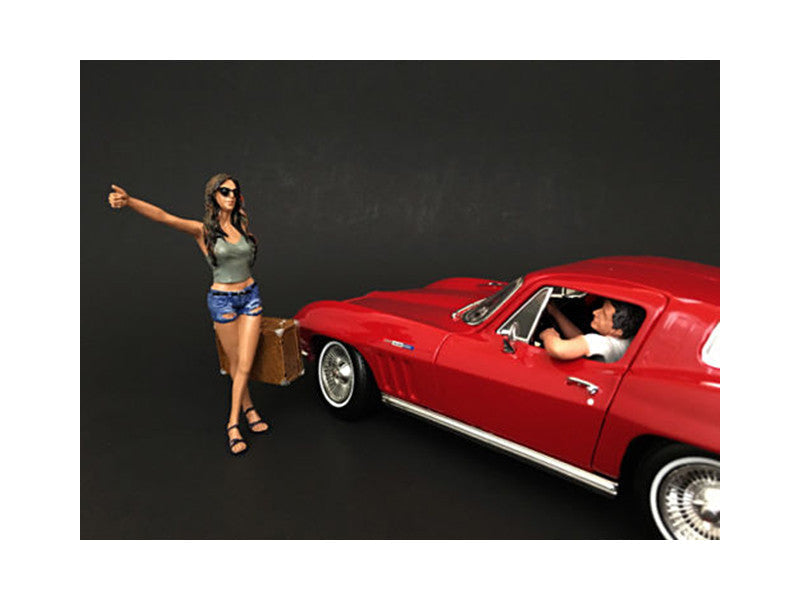 Hitchhiker 2 piece Figurine Set (Green Shirt) for 1/18 Scale Model Cars by American Diorama LuxuryLifeWay Online Store