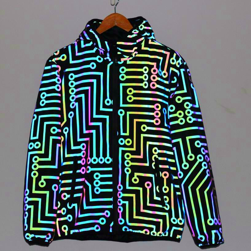 Rainbow Reflective Jacket for Men and Women (Hip Hop) Pi-Mart