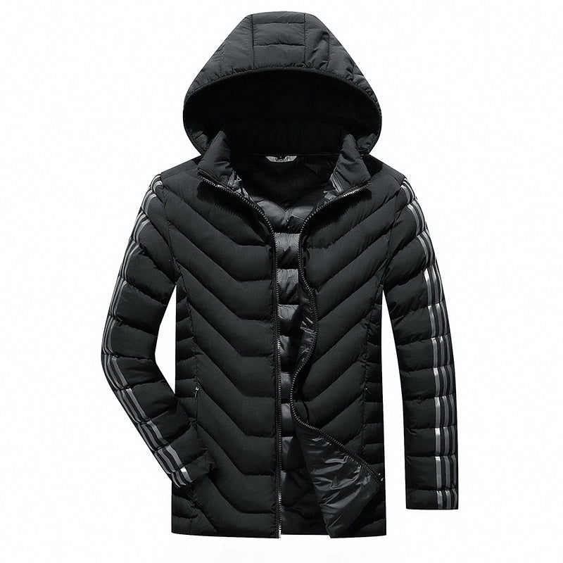 Men's lapel casual hooded jacket