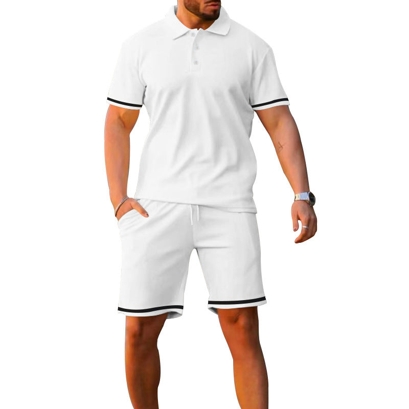 Lapel Short-sleeved Shorts Two-piece Sports And Leisure Men's Suit NorixaFashion.com