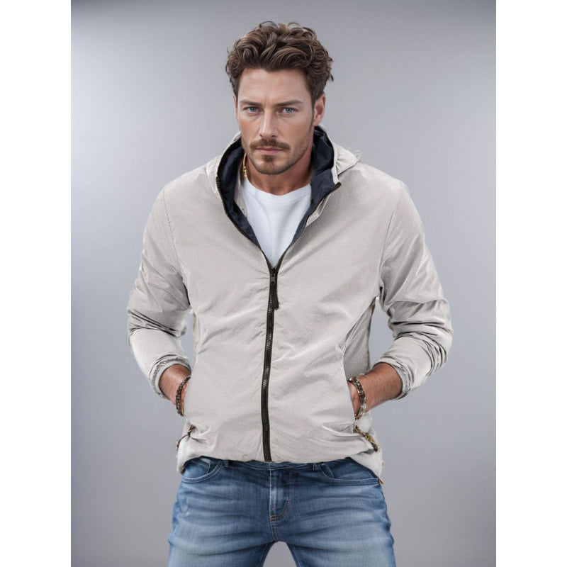Mens Clothing Solid Color Zipper Reversible Trendy Coat Best YouTube Store