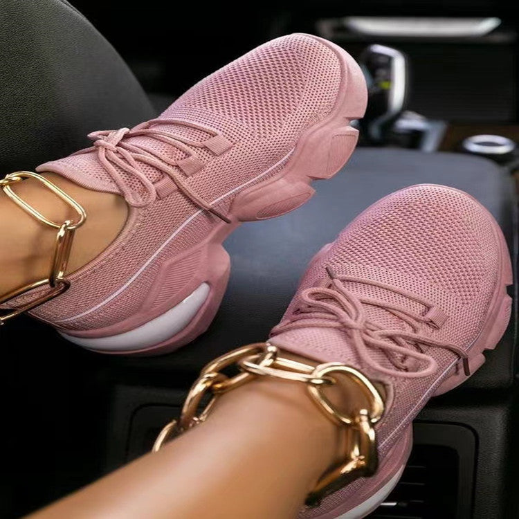 Sneakers Flying Woven Mesh Shoes Breathable Running Dad Shoes LadyShow.Store