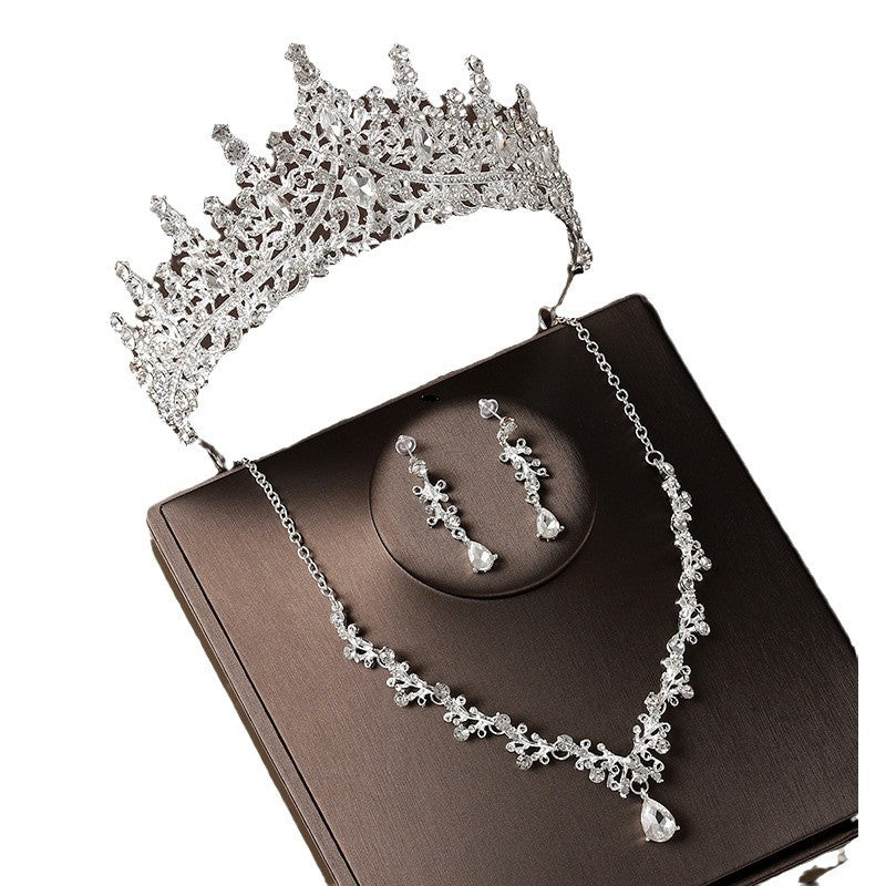 Retro Atmospheric Rhinestone Birthday Crown Hair Accessories Three-piece Suit LadyShow.Store