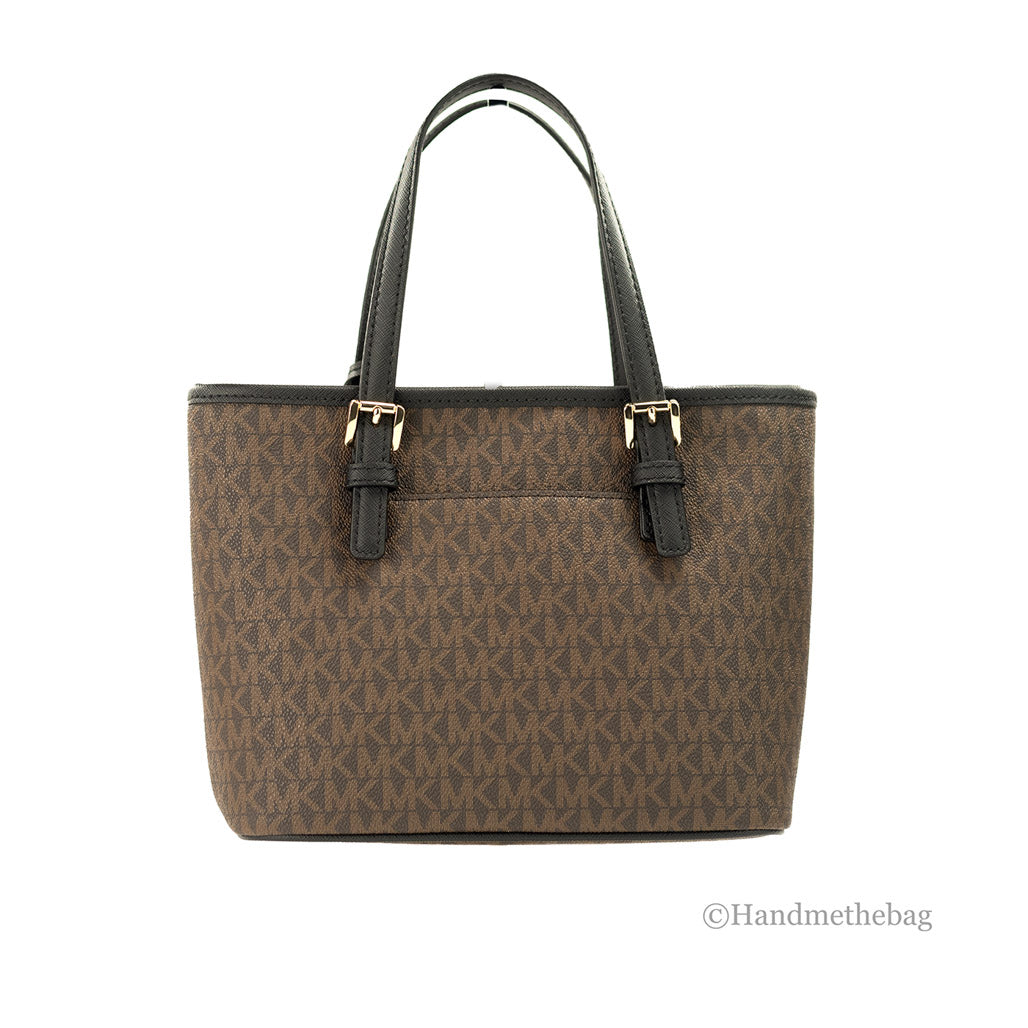 Michael Kors XS Brown Black Carryall Tote Convertible Bag LadyShow.Store