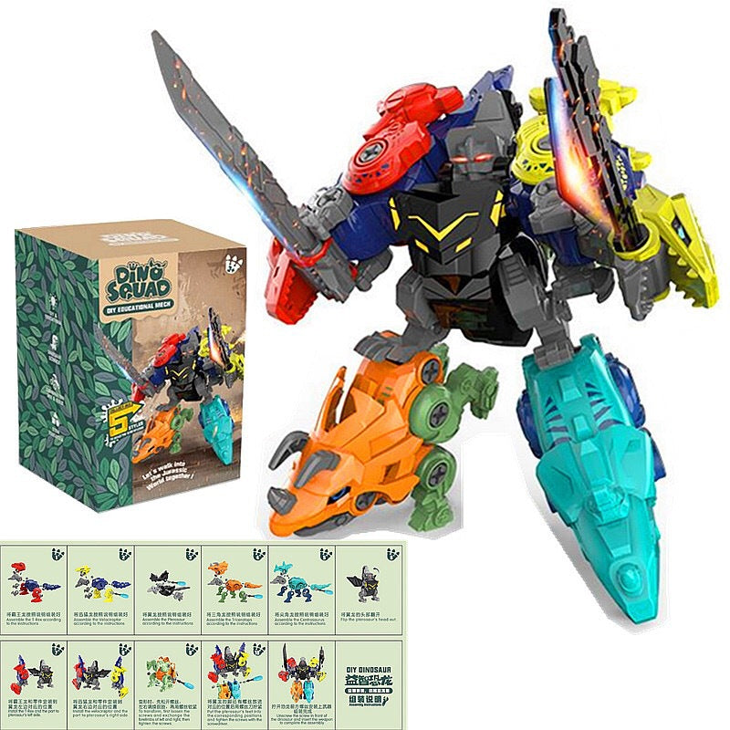 Children's Puzzle DIY Assembled Dinosaur New Five-in-one Robot Toy