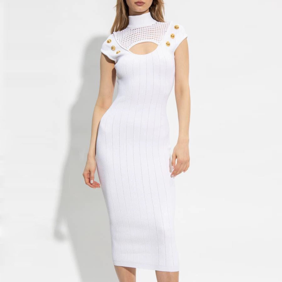 Fashion Hollowed-out Knitted Dress Women NorixaFashion.com
