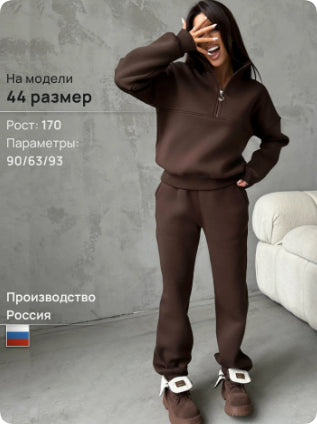 Long-sleeved Sports Sweatshirt Suit Fashion Stand-up Collar Zip-up Top And Elastic Band Trousers With Pocket Srping Fall Clothing For Women NorixaFashion.com