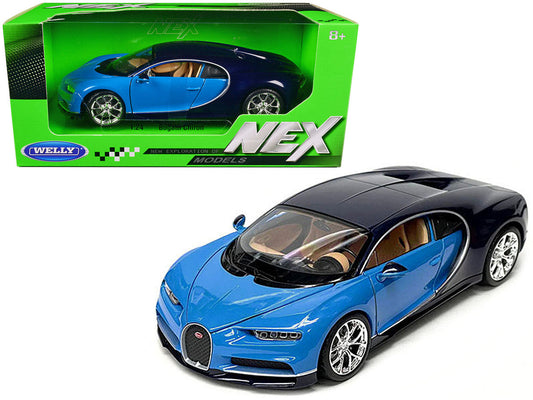 Bugatti Chiron Blue and Dark Blue Two-Tone "NEX Models" Series 1/24 Diecast Model Car by Welly LuxuryLifeWay Online Store