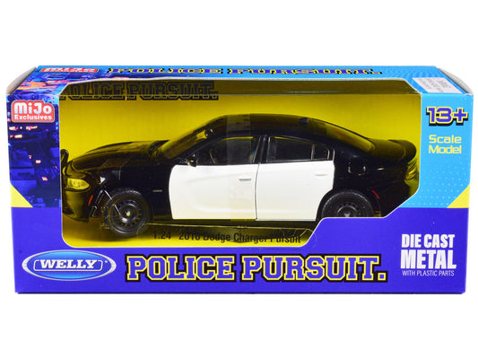2016 Dodge Charger Pursuit Police Interceptor Black and White Unmarked "Police Pursuit" Series 1/24 Diecast Model Car by Welly LuxuryLifeWay Online Store