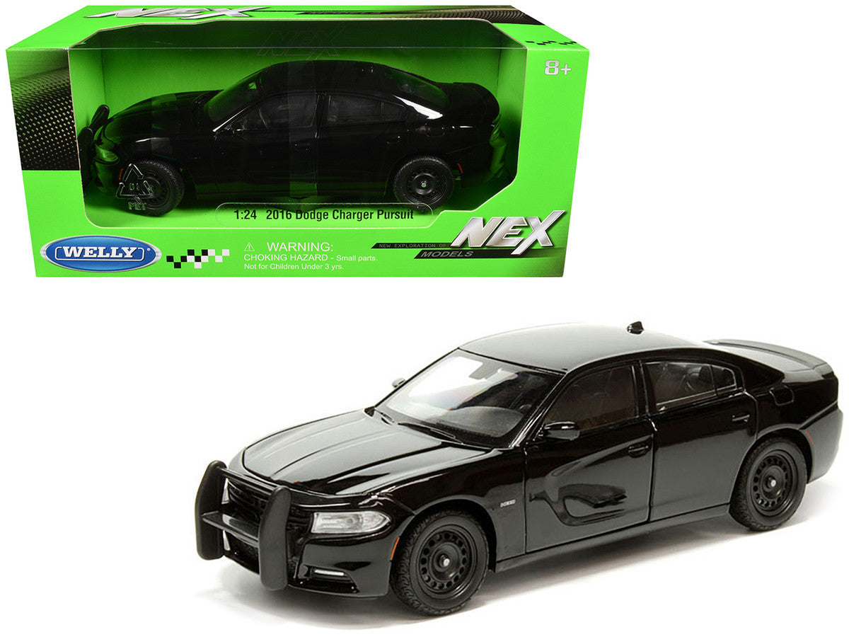 2016 Dodge Charger Pursuit Police Interceptor Black Unmarked "Police Pursuit" Series 1/24 Diecast Model Car by Welly LuxuryLifeWay Online Store