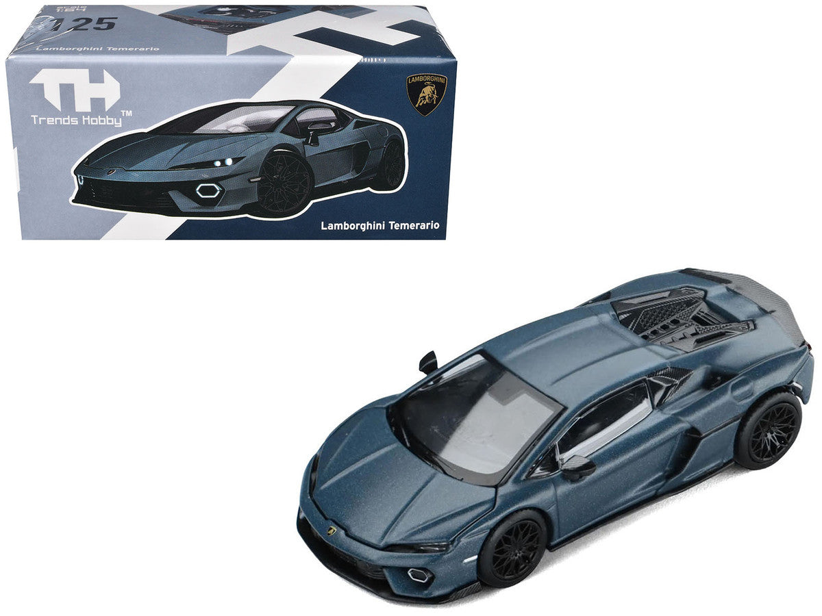 Lamborghini Temerario Matt Blue Metallic 1/64 Diecast Model Car by Trends Hobby LuxuryLifeWay Online Store