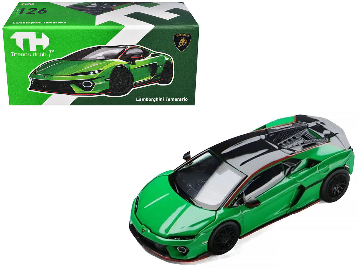 Lamborghini Temerario Green with Black Topdie 1/64 Diecast Model Car by Trends Hobby LuxuryLifeWay Online Store