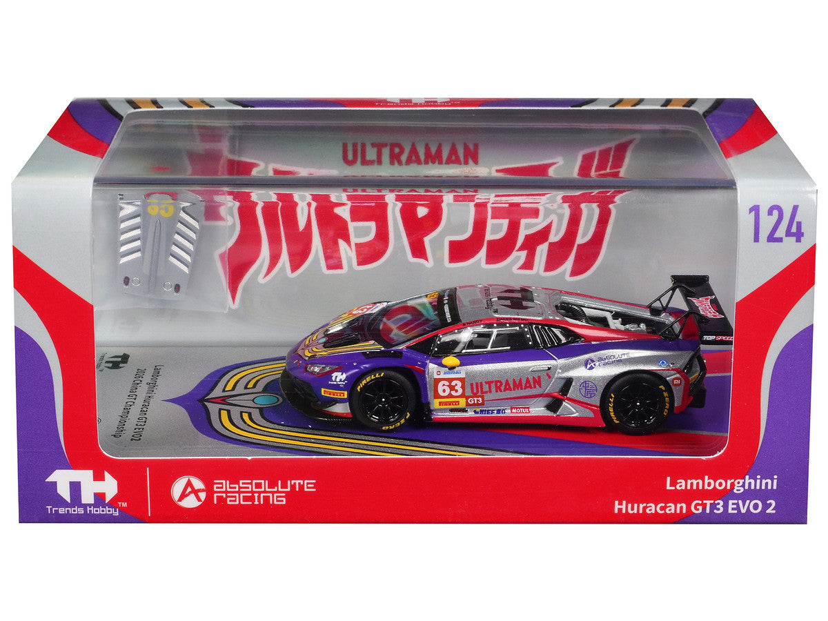 Lamborghini Huracan GT3 EVO 2 #63 Akash Nandy - Zhang Shi Mo "Ultraman" "China GT Championship" (2026) 1/64 Diecast Model Car by Trends Hobby LuxuryLifeWay Online Store