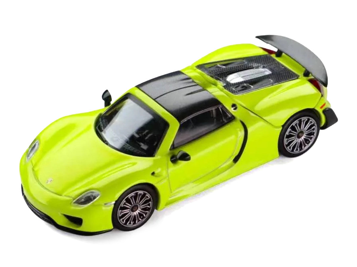 Porsche 918 Spyder Acid Green with Carbon Top 1/64 Diecast Model Car by Trends Hobby LuxuryLifeWay Online Store