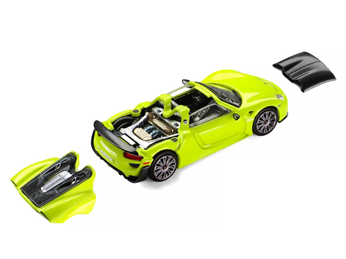 Porsche 918 Spyder Acid Green with Carbon Top 1/64 Diecast Model Car by Trends Hobby LuxuryLifeWay Online Store
