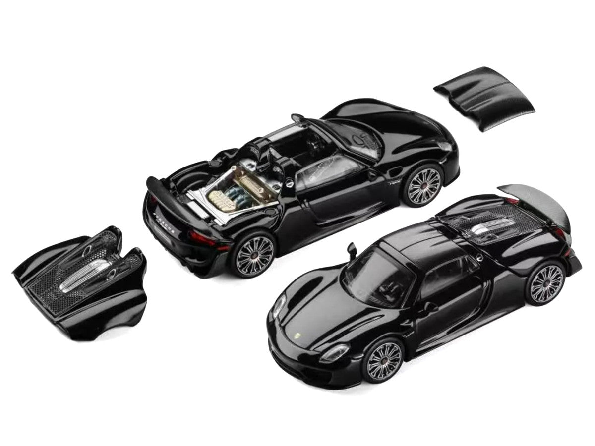 Porsche 918 Spyder Black with Carbon Top 1/64 Diecast Model Car by Trends Hobby LuxuryLifeWay Online Store