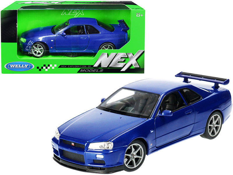 Nissan Skyline GT-R (R34) RHD (Right Hand Drive) Blue Metallic "NEX Models" 1/24 Diecast Model Car by Welly LuxuryLifeWay Online Store