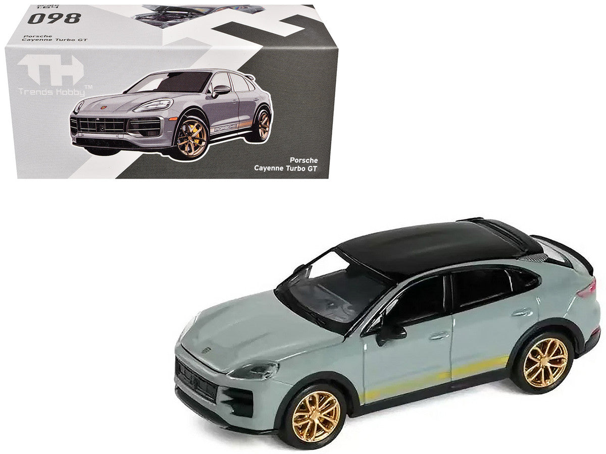 Porsche Cayenne Turbo GT Gray with Black Top and Gold Stripes 1/64 Diecast Model Car by Trends Hobby LuxuryLifeWay Online Store
