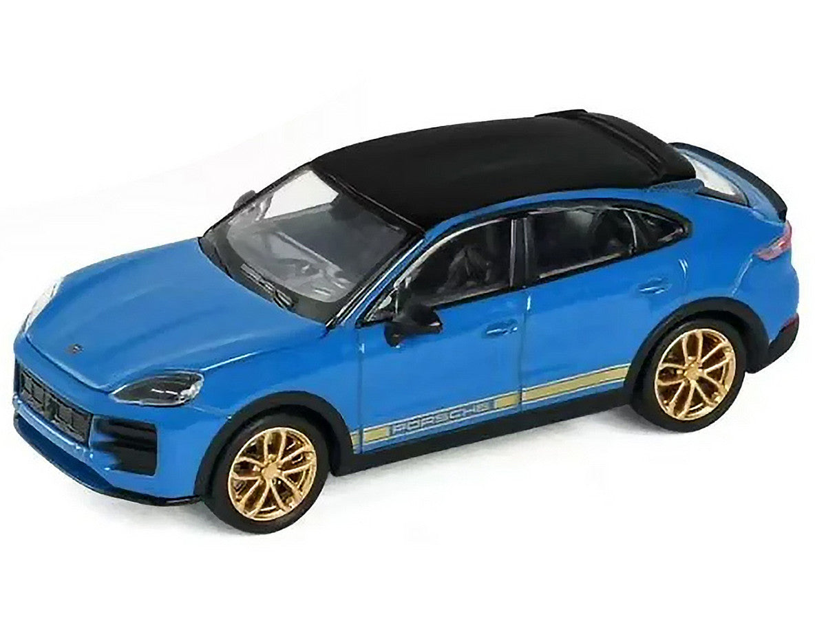 Porsche Cayenne Turbo GT Blue with Black Top and Gold Stripes 1/64 Diecast Model Car by Trends Hobby LuxuryLifeWay Online Store