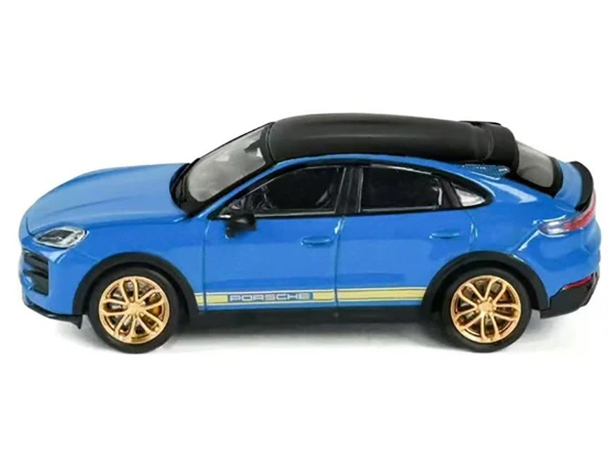 Porsche Cayenne Turbo GT Blue with Black Top and Gold Stripes 1/64 Diecast Model Car by Trends Hobby LuxuryLifeWay Online Store