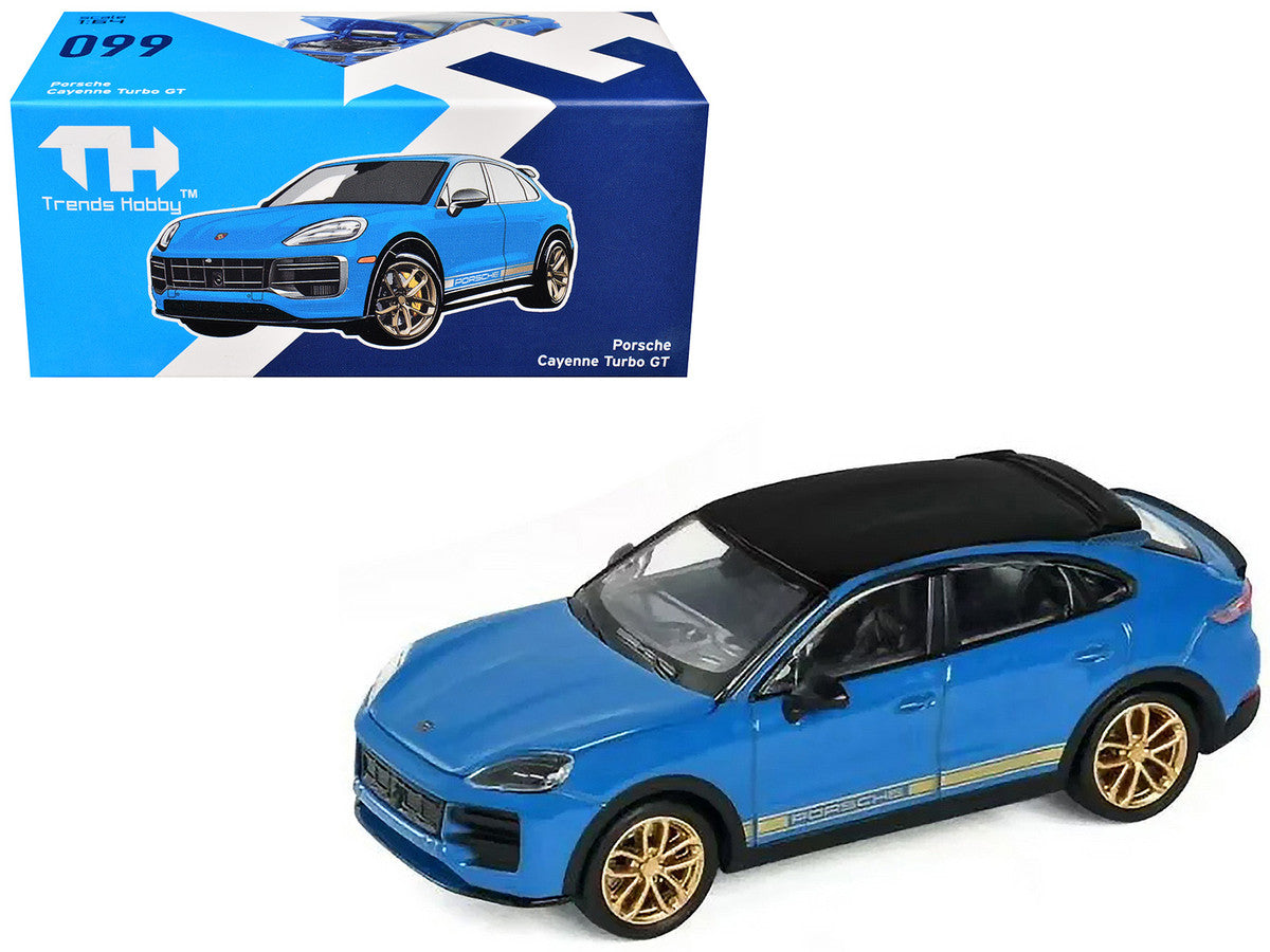 Porsche Cayenne Turbo GT Blue with Black Top and Gold Stripes 1/64 Diecast Model Car by Trends Hobby LuxuryLifeWay Online Store