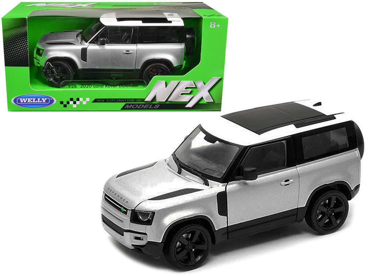 2020 Land Rover Defender Silver Metallic with White Top "NEX Models" 1/26 Diecast Model Car by Welly LuxuryLifeWay Online Store