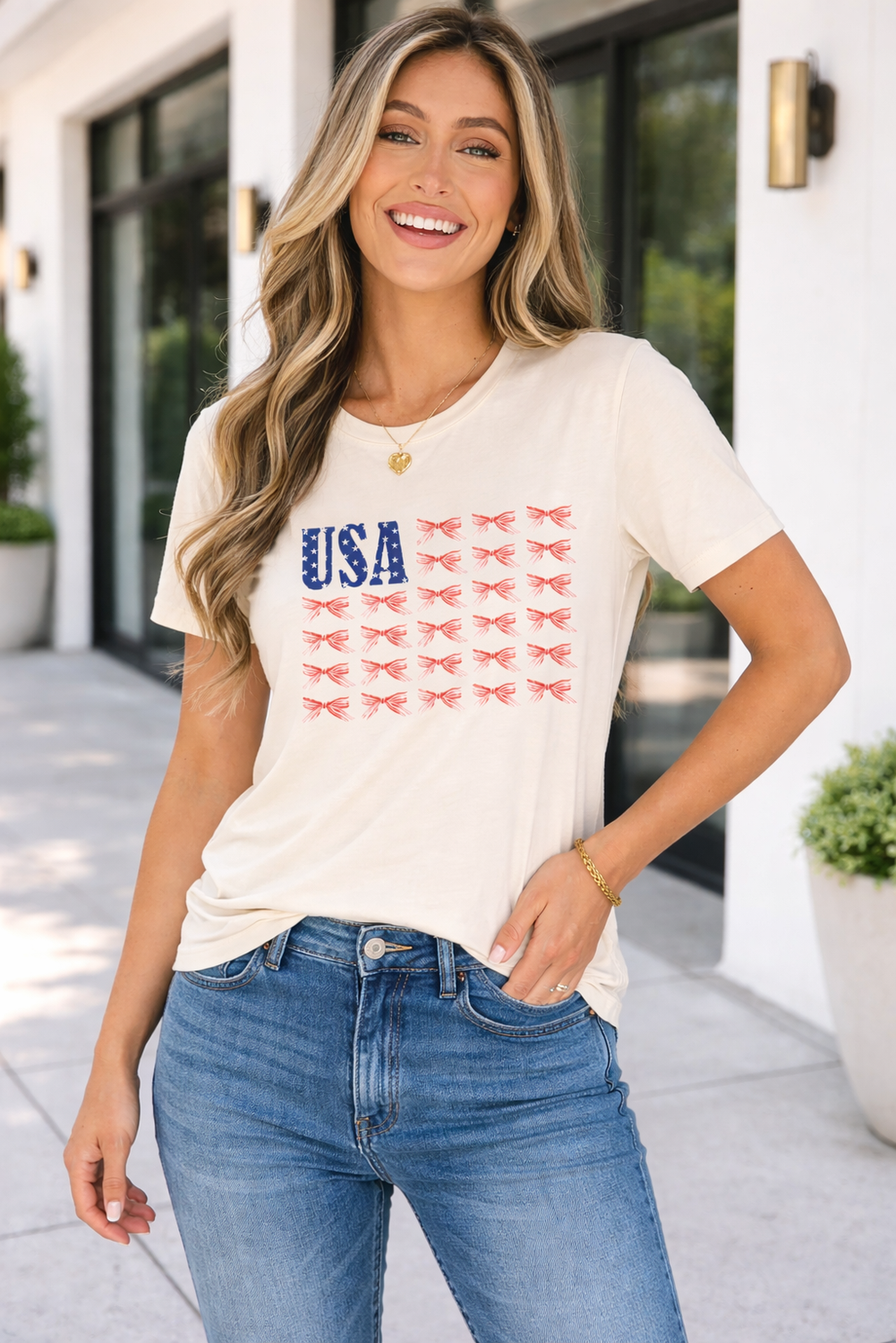 Sylvie Bow Flag Tee LuxuryLifeWay Online Store