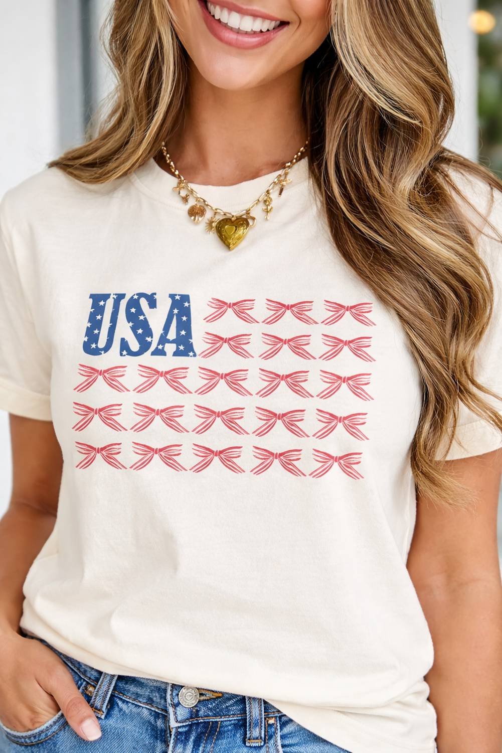 Sylvie Bow Flag Tee LuxuryLifeWay Online Store