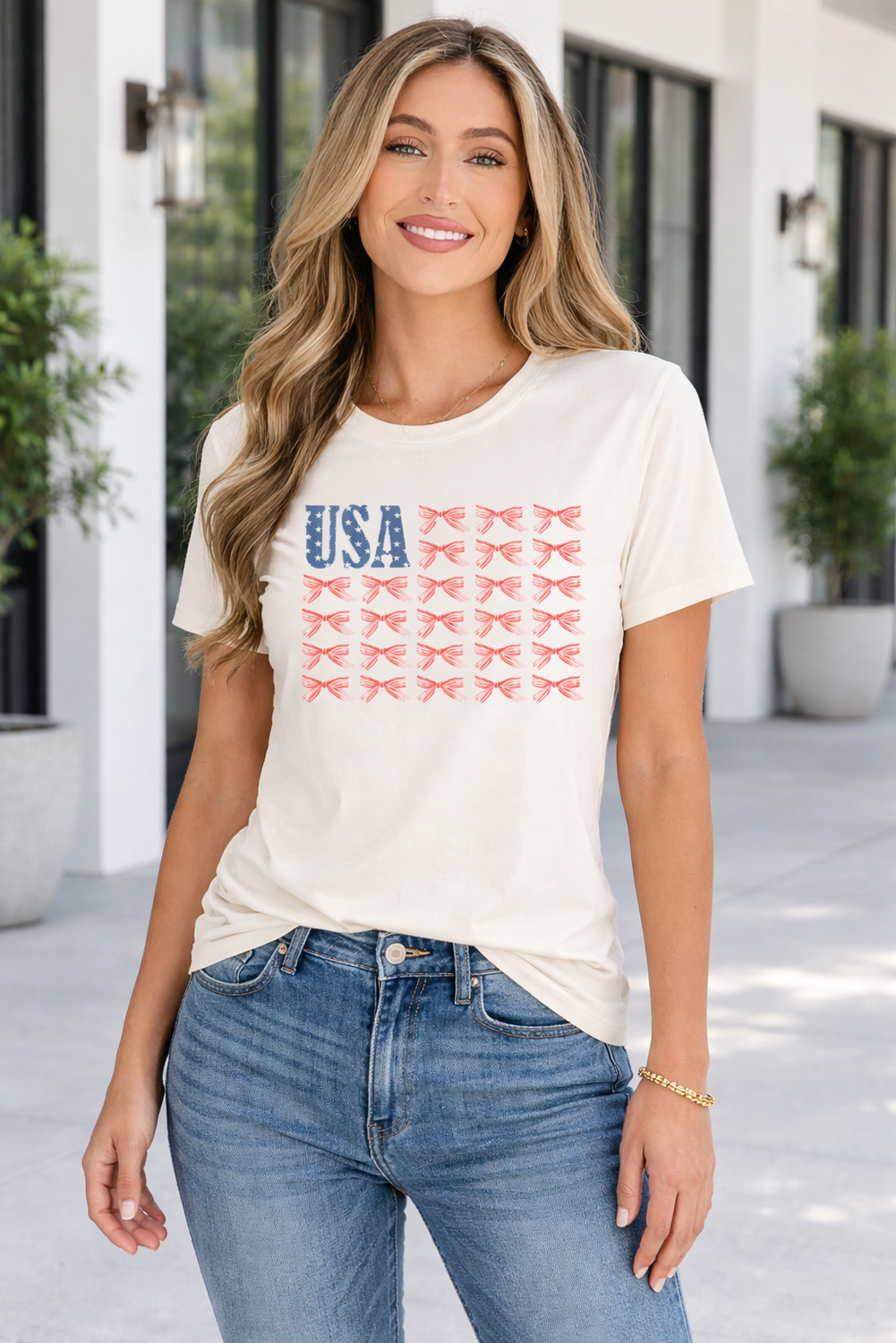 Sylvie Bow Flag Tee LuxuryLifeWay Online Store