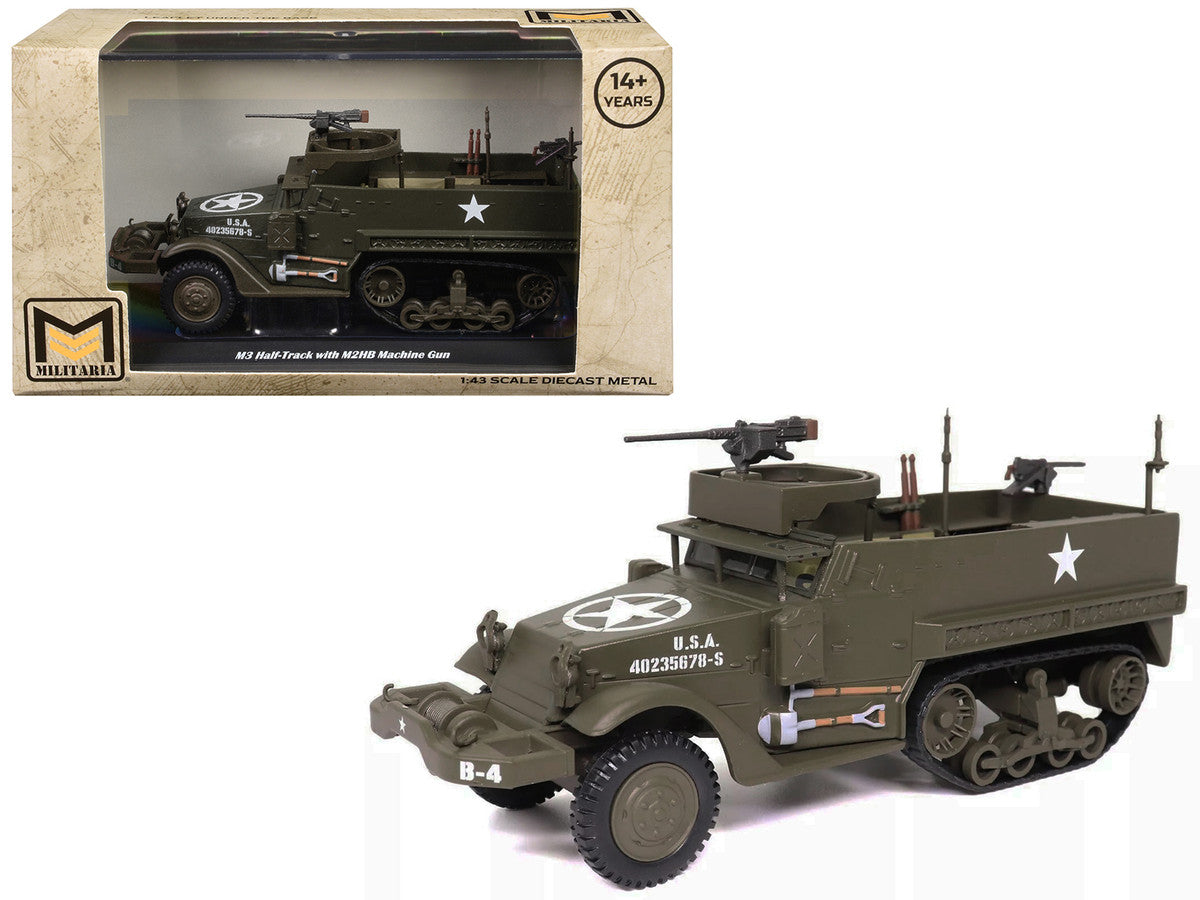 M3 Half-Track AFV with M2HB Machine Gun Olive Drab "United States Army" 1/43 Diecast Model by Militaria Die Cast LuxuryLifeWay Online Store