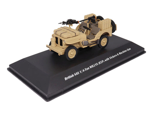 British SAS 1/4-Ton Willys Jeep with Vickers K Machine Gun Desert Sand "British Royal Army" 1/43 Diecast Model by Militaria Die Cast LuxuryLifeWay Online Store
