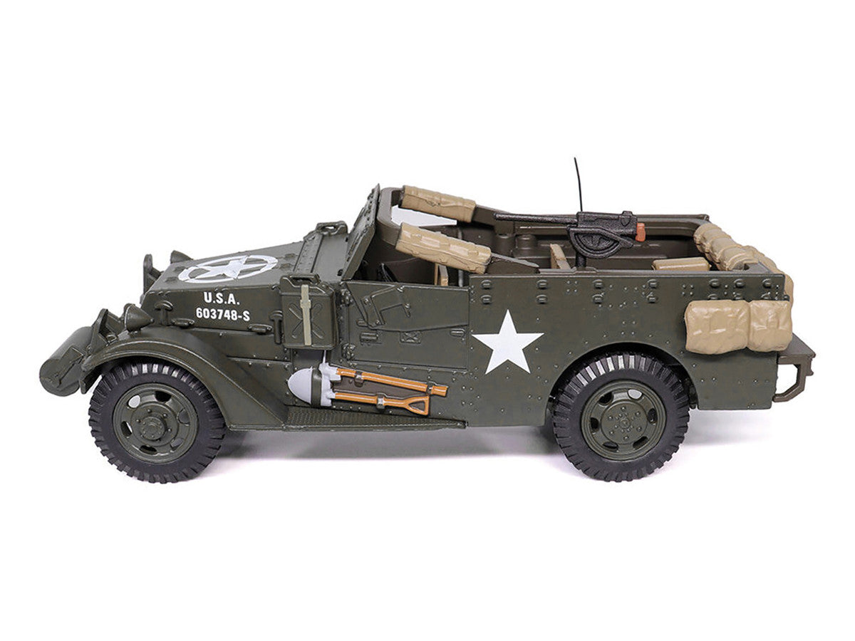 White M3 Scout Car Olive Drab "United States Army" 1/43 Diecast Model by Militaria Die Cast LuxuryLifeWay Online Store
